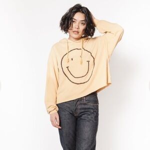 I Stole My Boyfriend's Shirt Smiley Face Cropped Hoodie Sweatshirt size XS/S